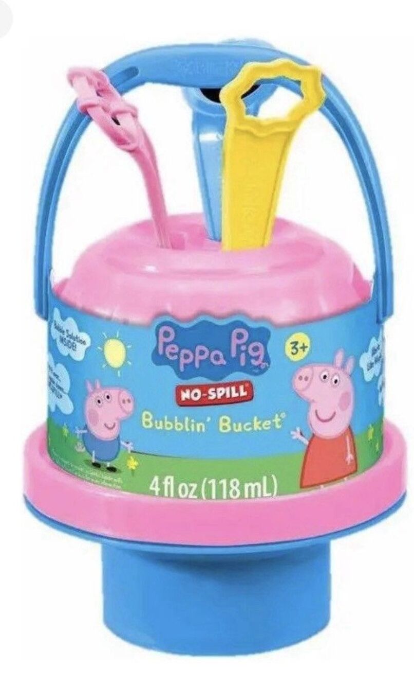 Peppa Pig Girl Bubblin’ Bucket Bubbles W/ Solution Purple/Pink No Spill! 3+